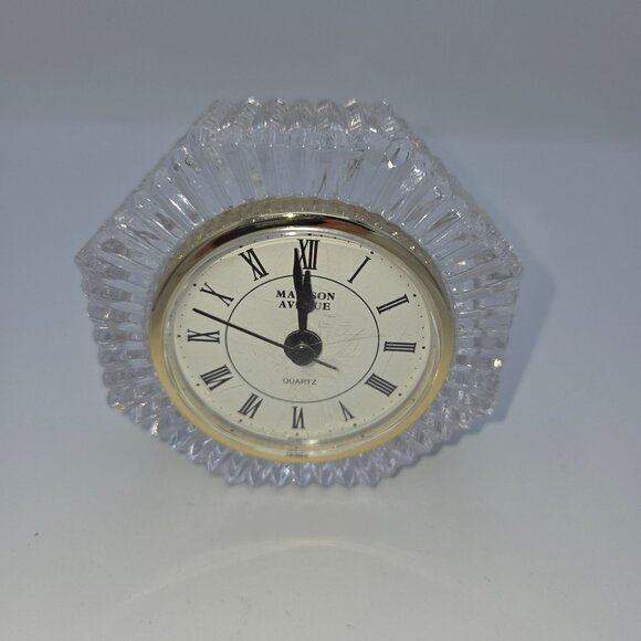 vintage Madison Avenue Crystal Sunburst Desk Clock lead crystal. - Picture 6 of 10